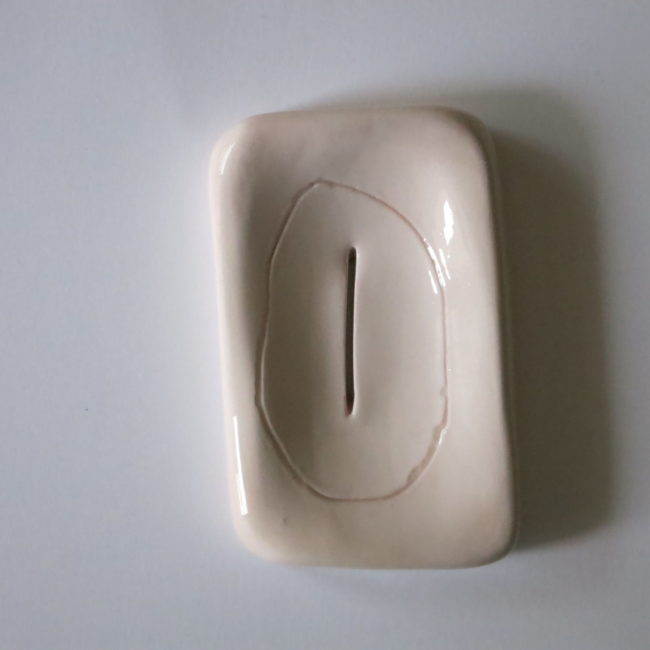 handmade ceramic soapdish female cut